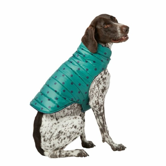 Top Paw Other - Dog Puffer Jacket in Green with Navy Polka Dots by Top Paw XL NWT